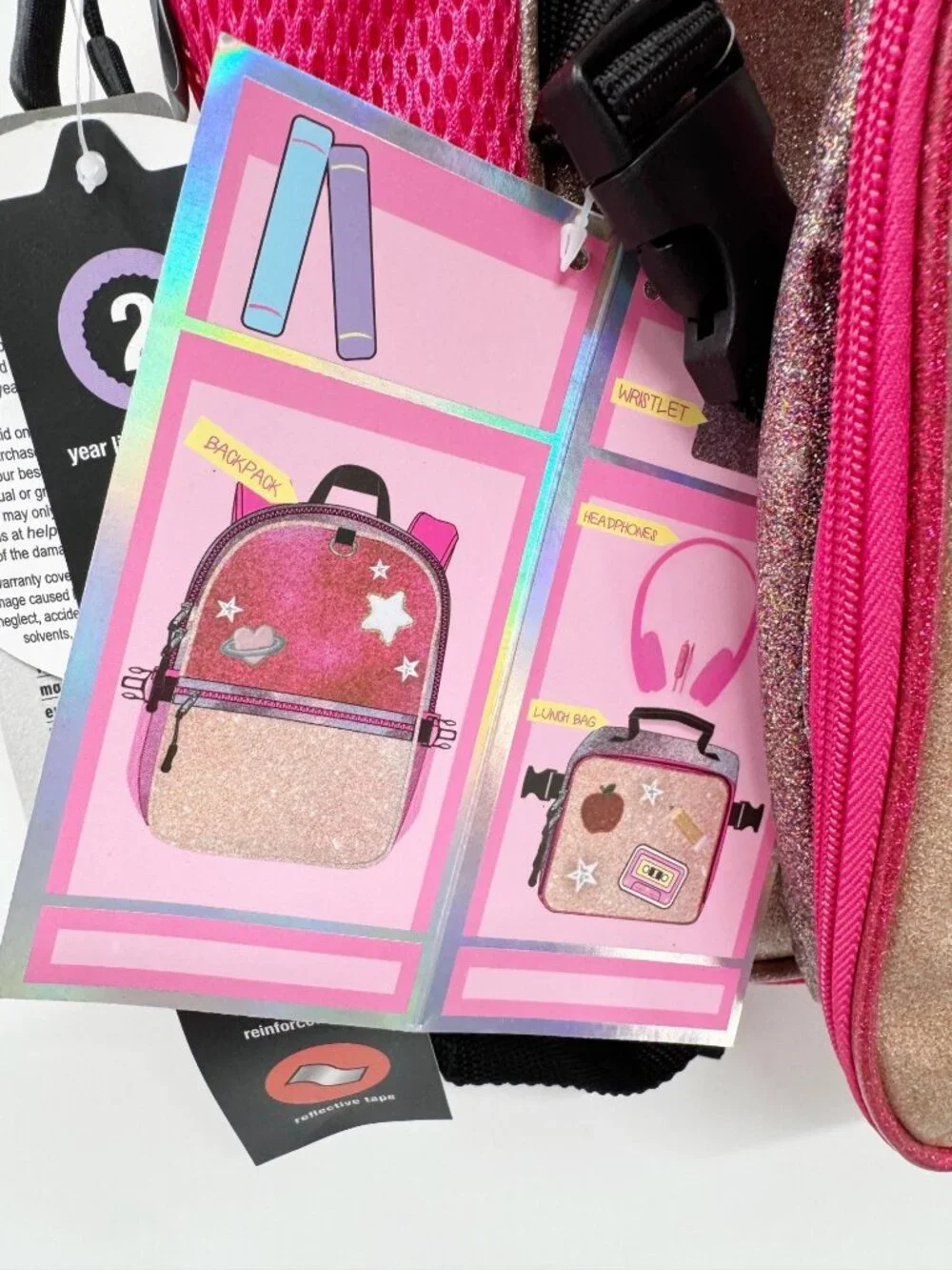NEW Locker Club Kids' 16L Kids Backpack with Lunch Box Headphone - Pink